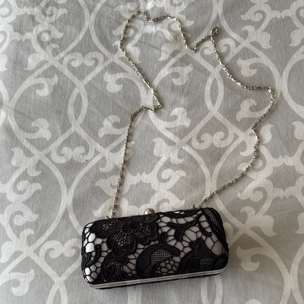 Chic Black Lace Evening Clutch